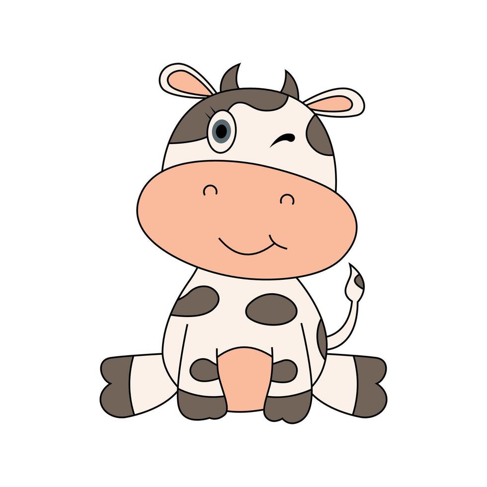 Cute cow illustration design isolated in white background vector