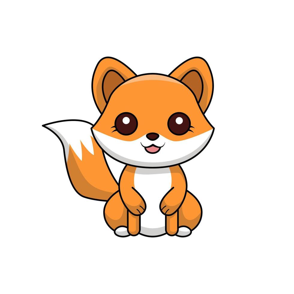 Cute Little Fox illustration design in white background vector