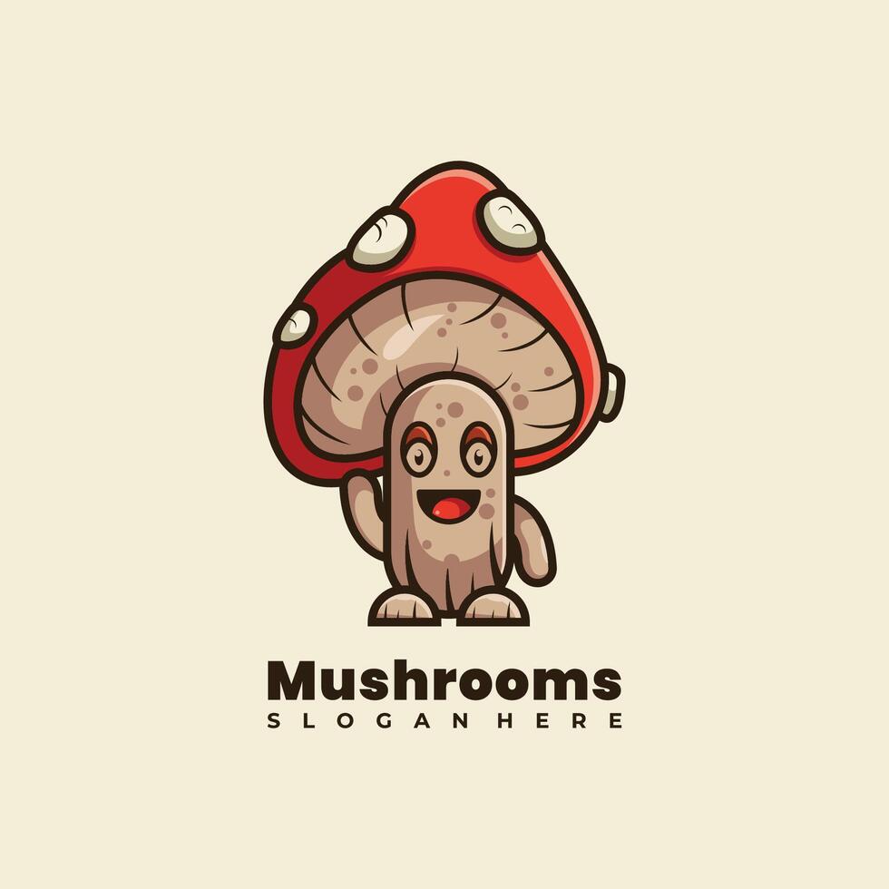 mushrooms mascot logo design illustration vector