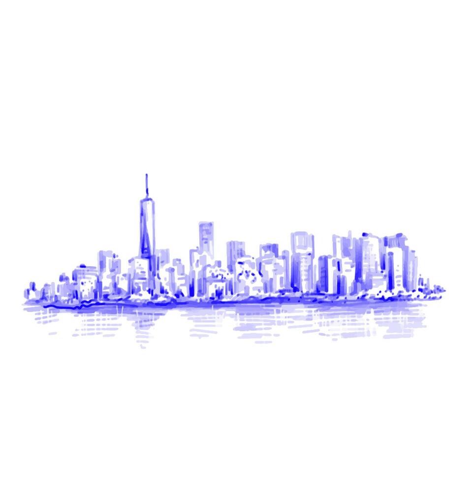 Drawing background of New York skyline vector