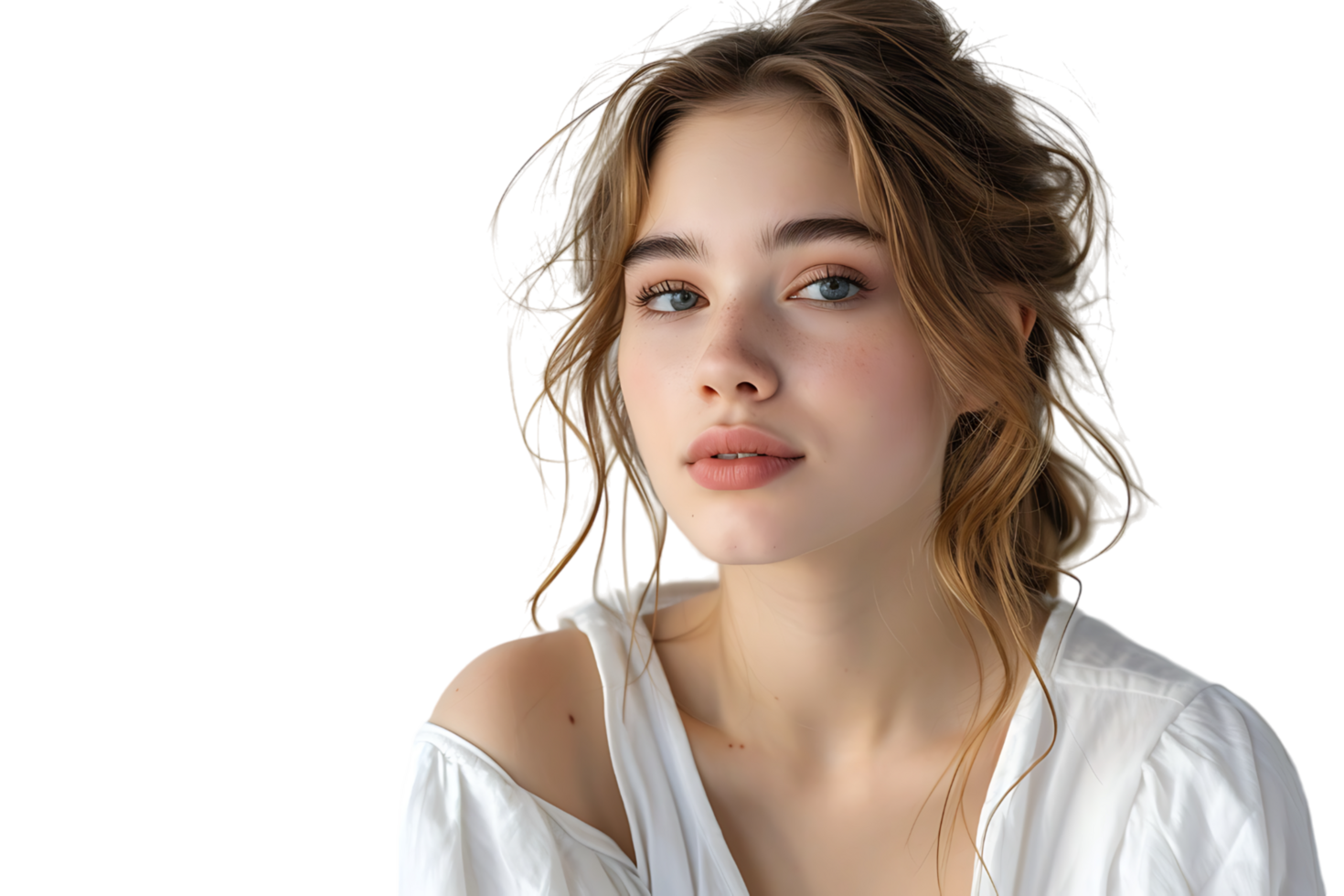 Portrait woman new normal lifestyle fashion concept on isolated transparent background png