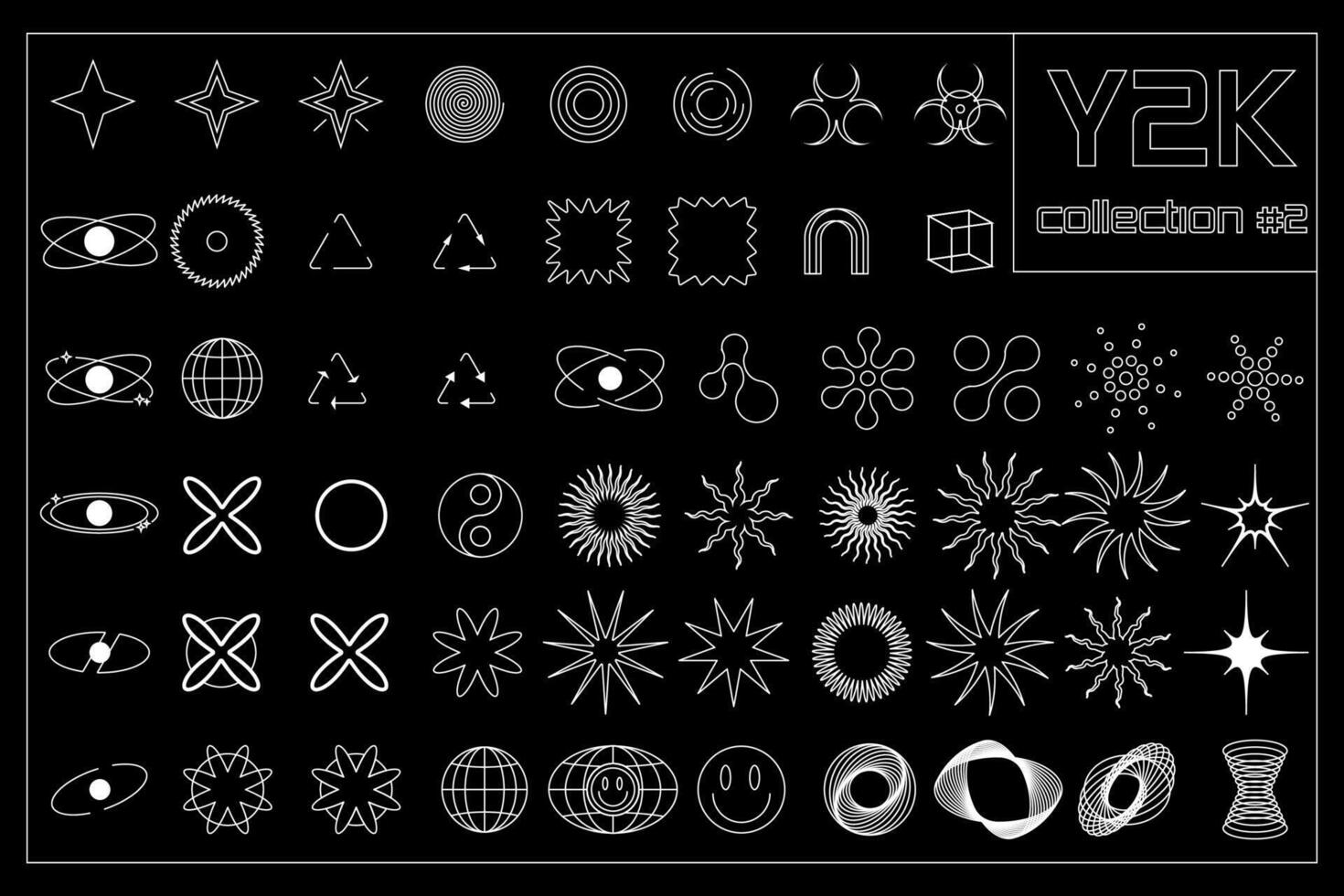 Set of black geometric figure y2k, 3d . for poster, banner. vector