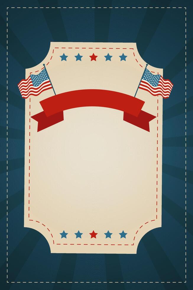 blue background, template for poster, banner for american independence day, memorial day vector