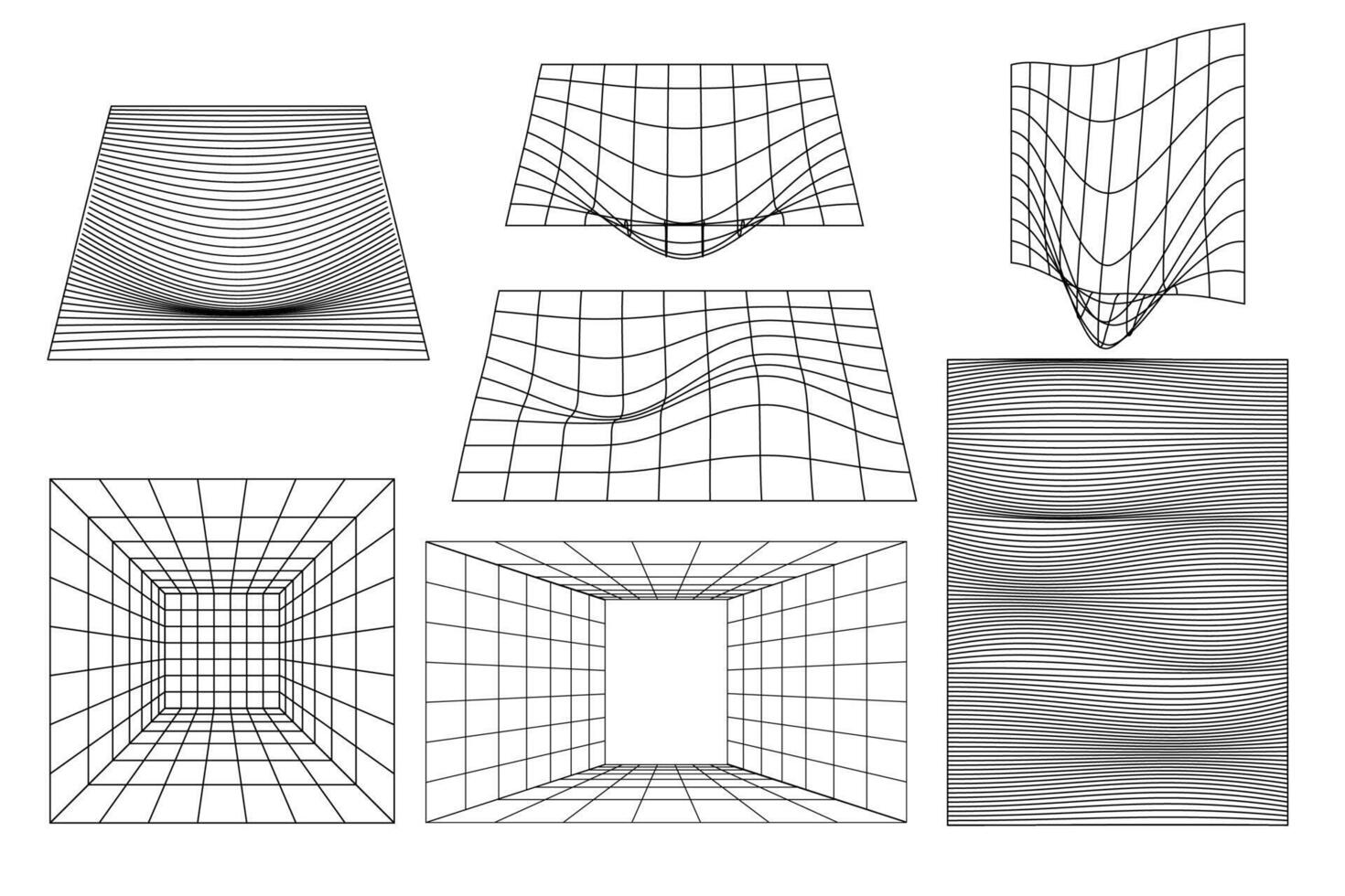 Set linear white geometric white geometric quadratic rectangular field, plateau frame shapes y2k, 3d. for poster, banner. vector