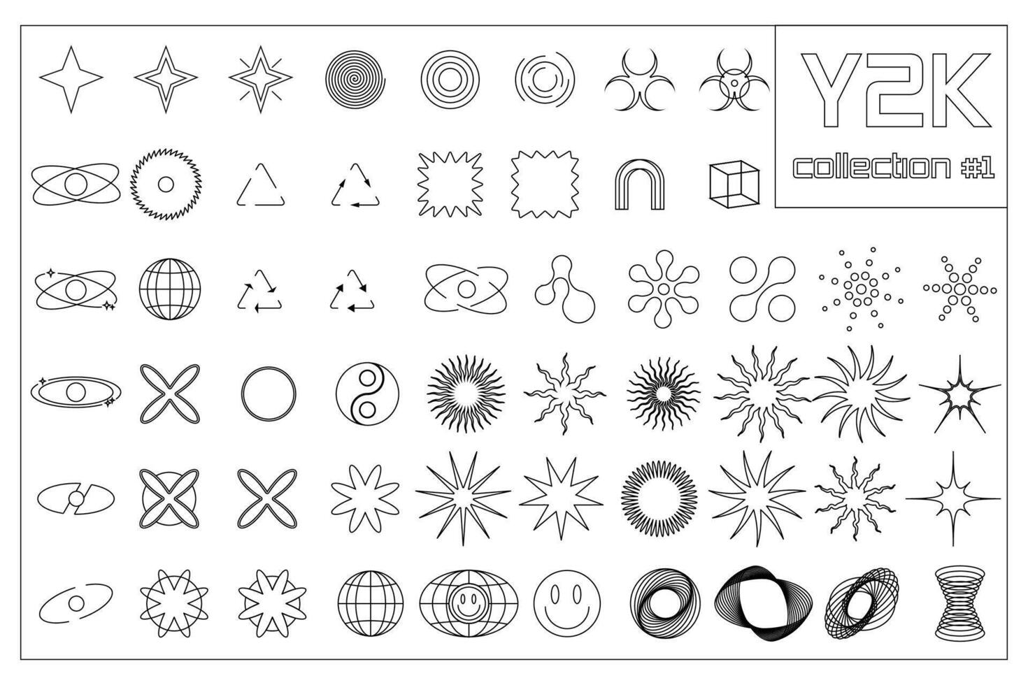 Set white line geometric figure y2k, 3d . for poster, banner. vector
