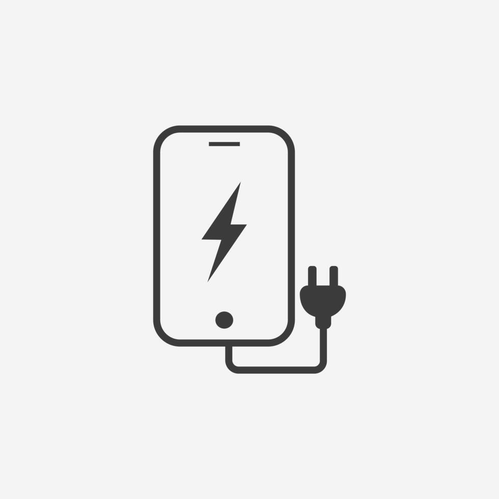 móvil teléfono cargar icono. energía símbolo vector