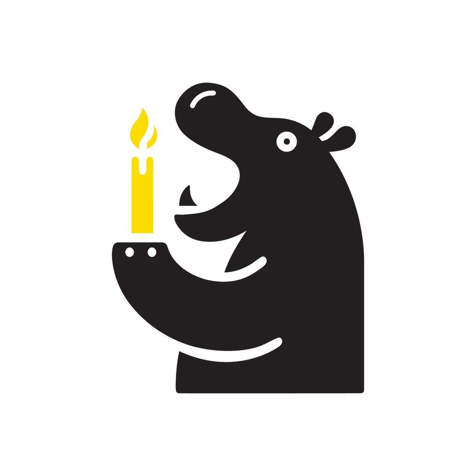 Hippo with candle vector