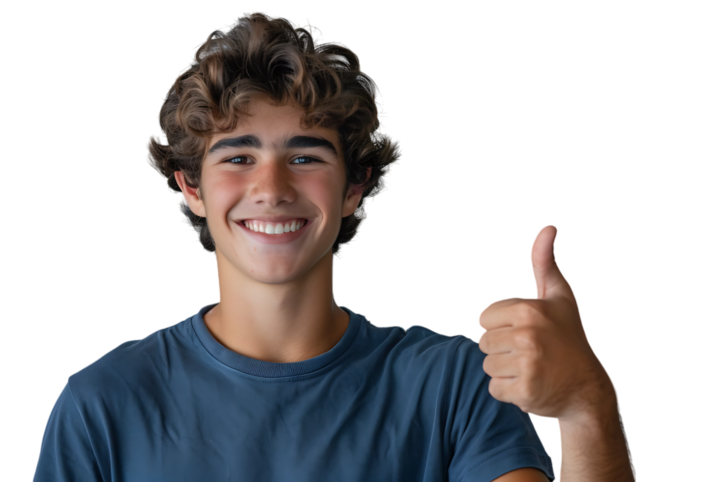 Happy young man doing thumbs up on isolated transparent background png