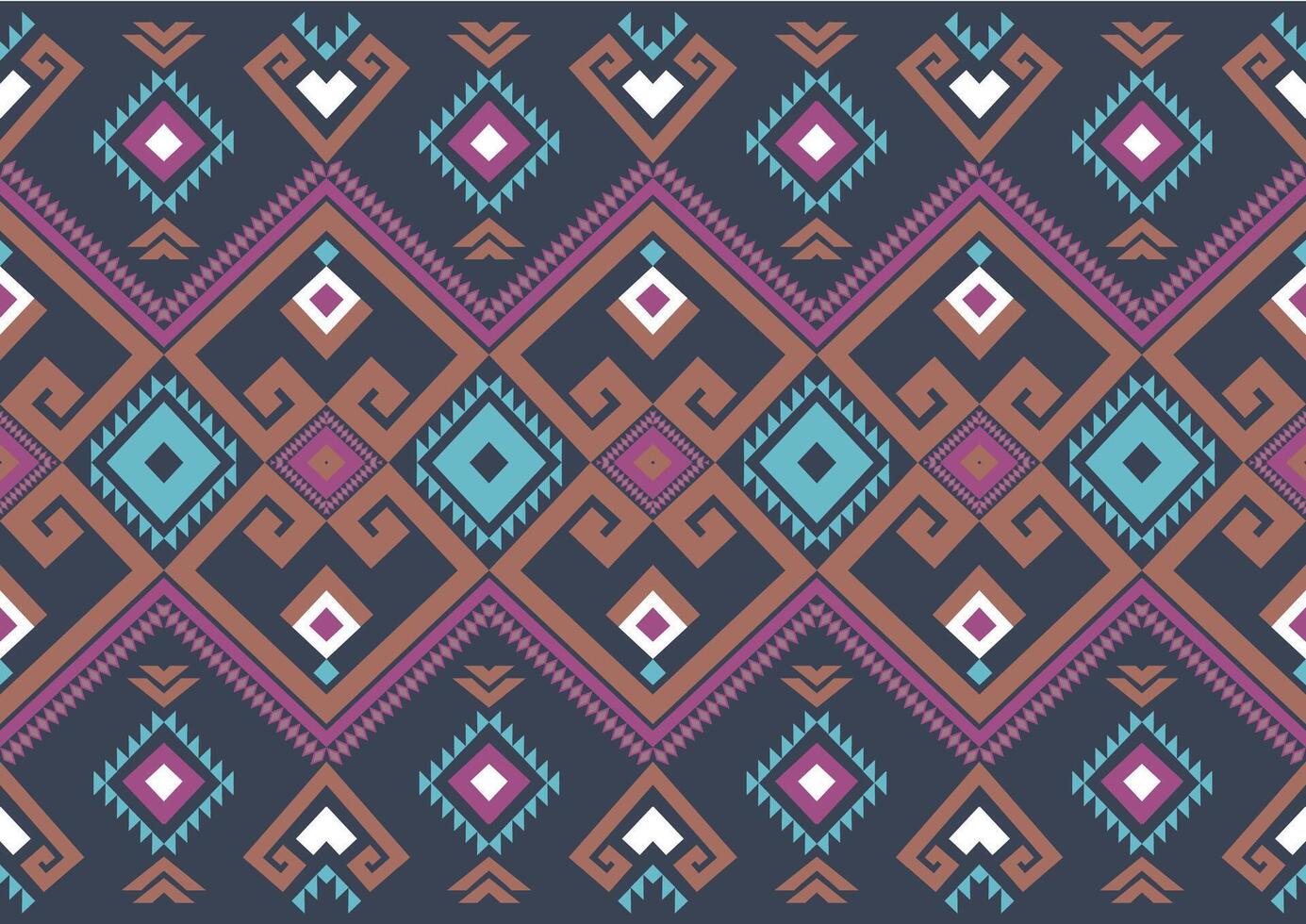 Seamless Mixed colorful ethnic tribal geometric motif pattern textile on indigo background. Abstract multicolor Native African ,batik Fabric texture design for clothing embroidery- vector