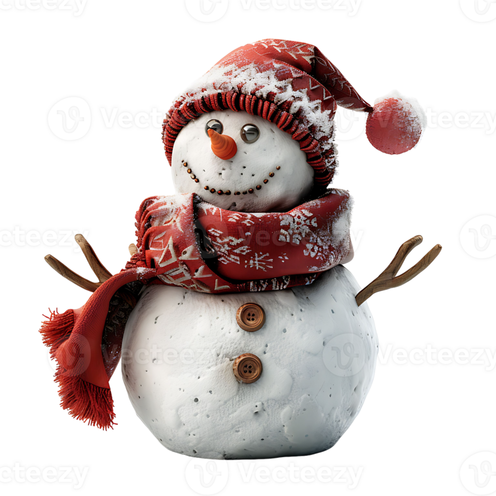 Snowman on isolated transparent background png