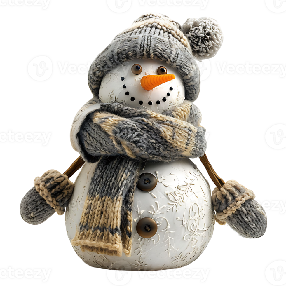 Snowman on isolated transparent background png