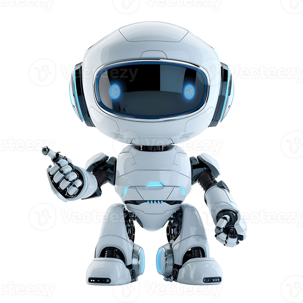 Cute ai robot chatbot thumbs up on isolated transparent background png