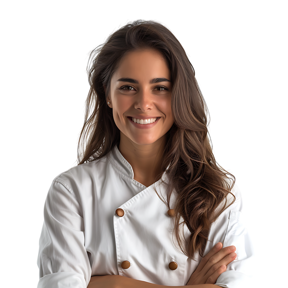 Young brazilian chef woman on isolated transparent background png