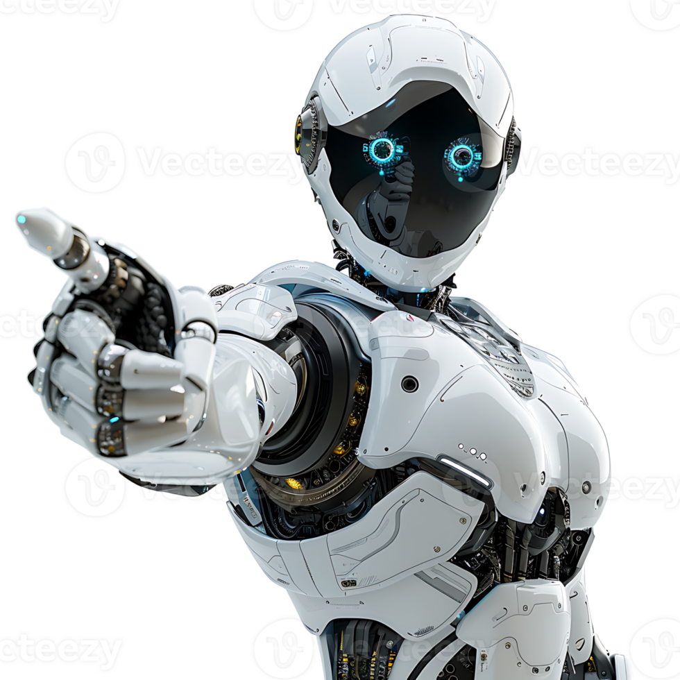 ai android robot pekande hand på främre på isolerat transparent bakgrund png