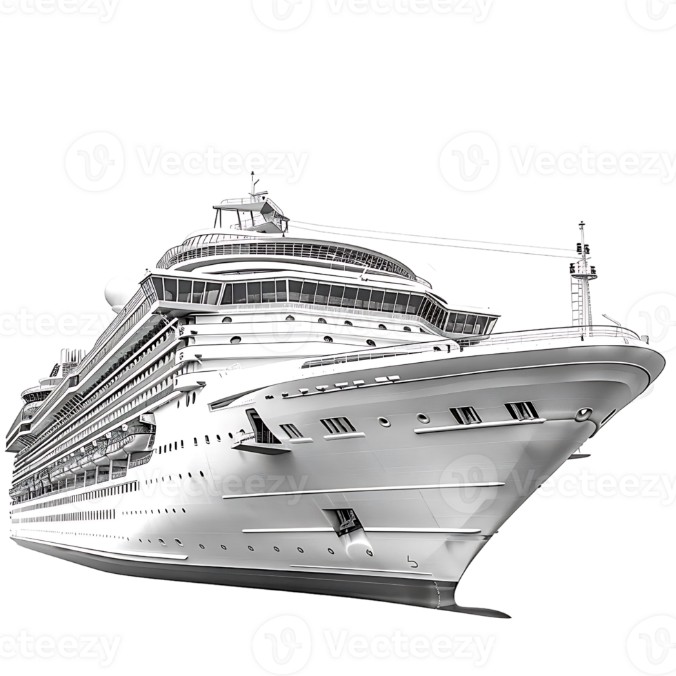 Cruise ship side view on isolated transparent background png