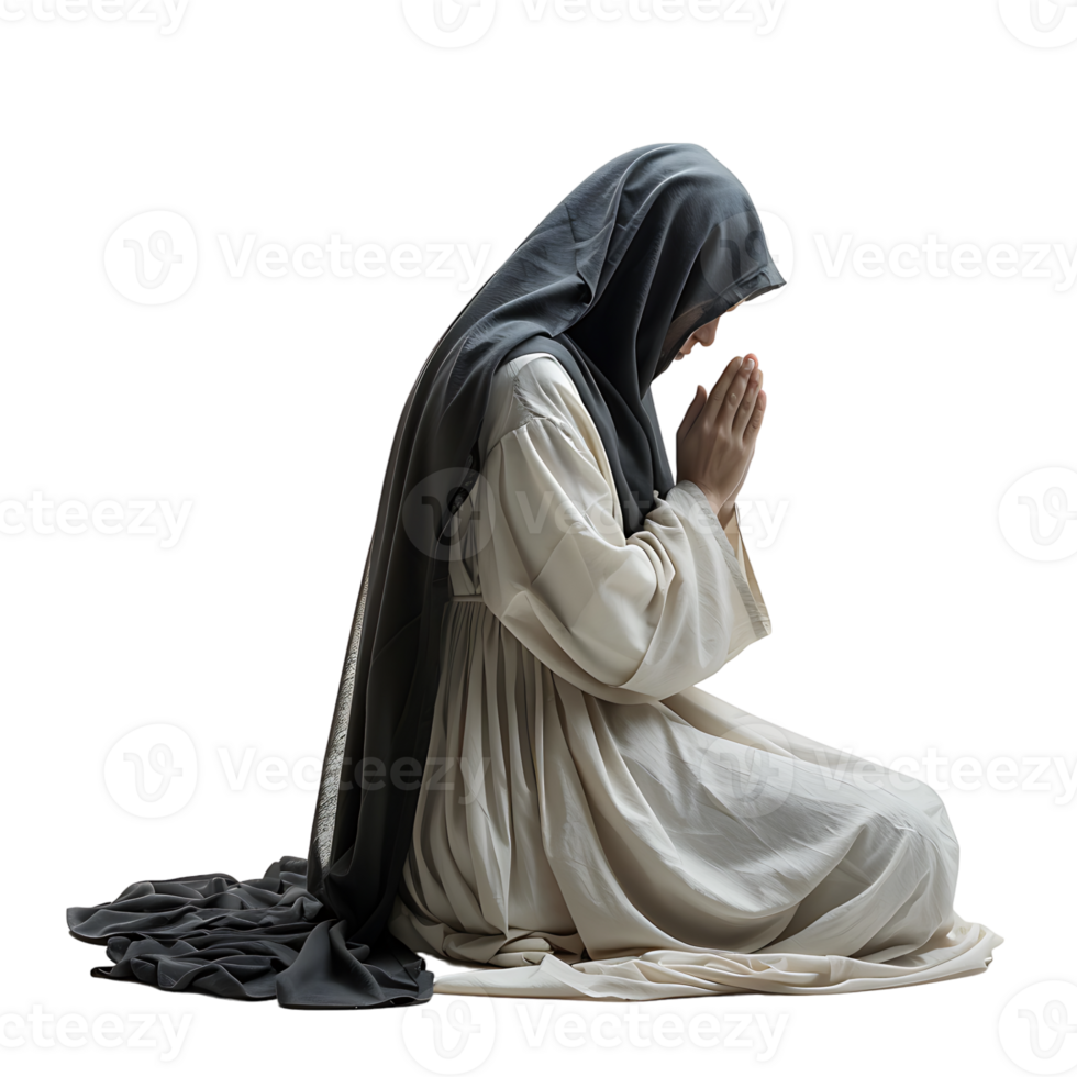 Nun praying on isolated transparent background png