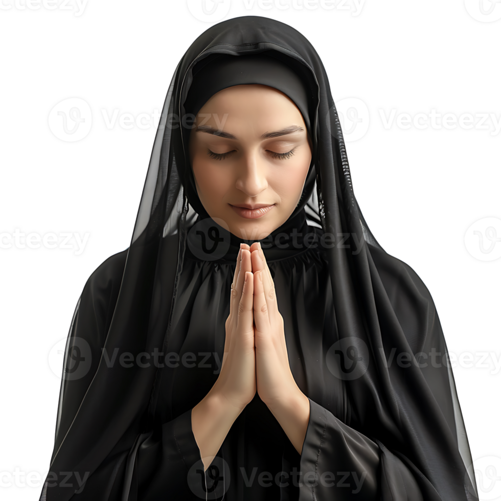 Nun praying on isolated transparent background png