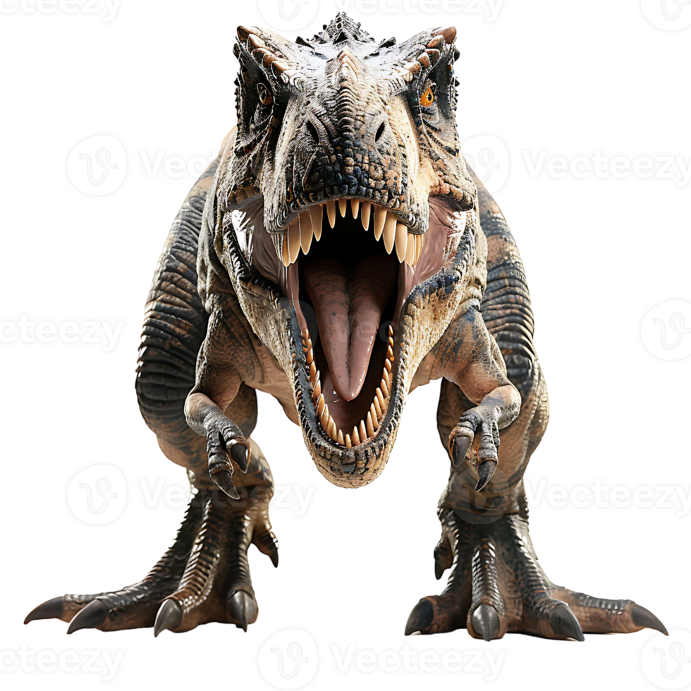 Angry tyrannosaurus rex on isolated transparent background png