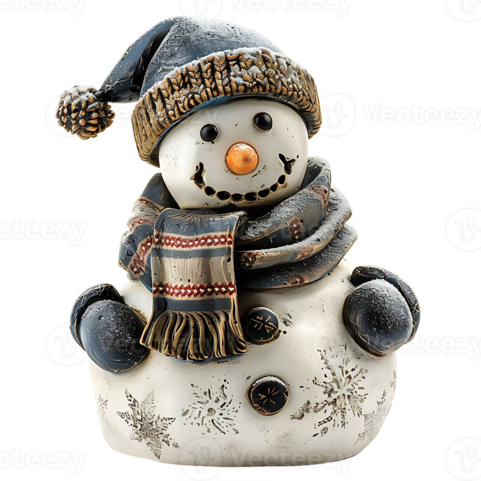 Snowman on isolated transparent background png