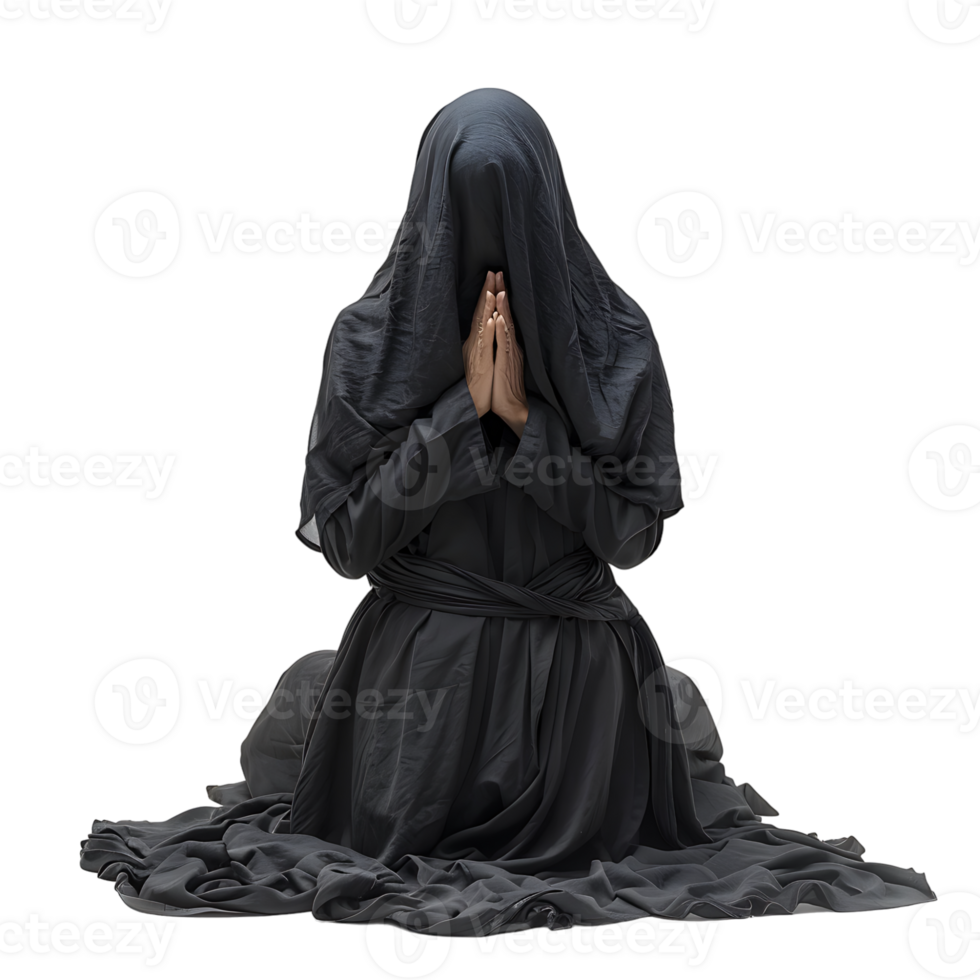 Nun praying on isolated transparent background png