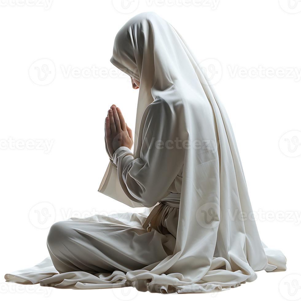 Nun praying on isolated transparent background png