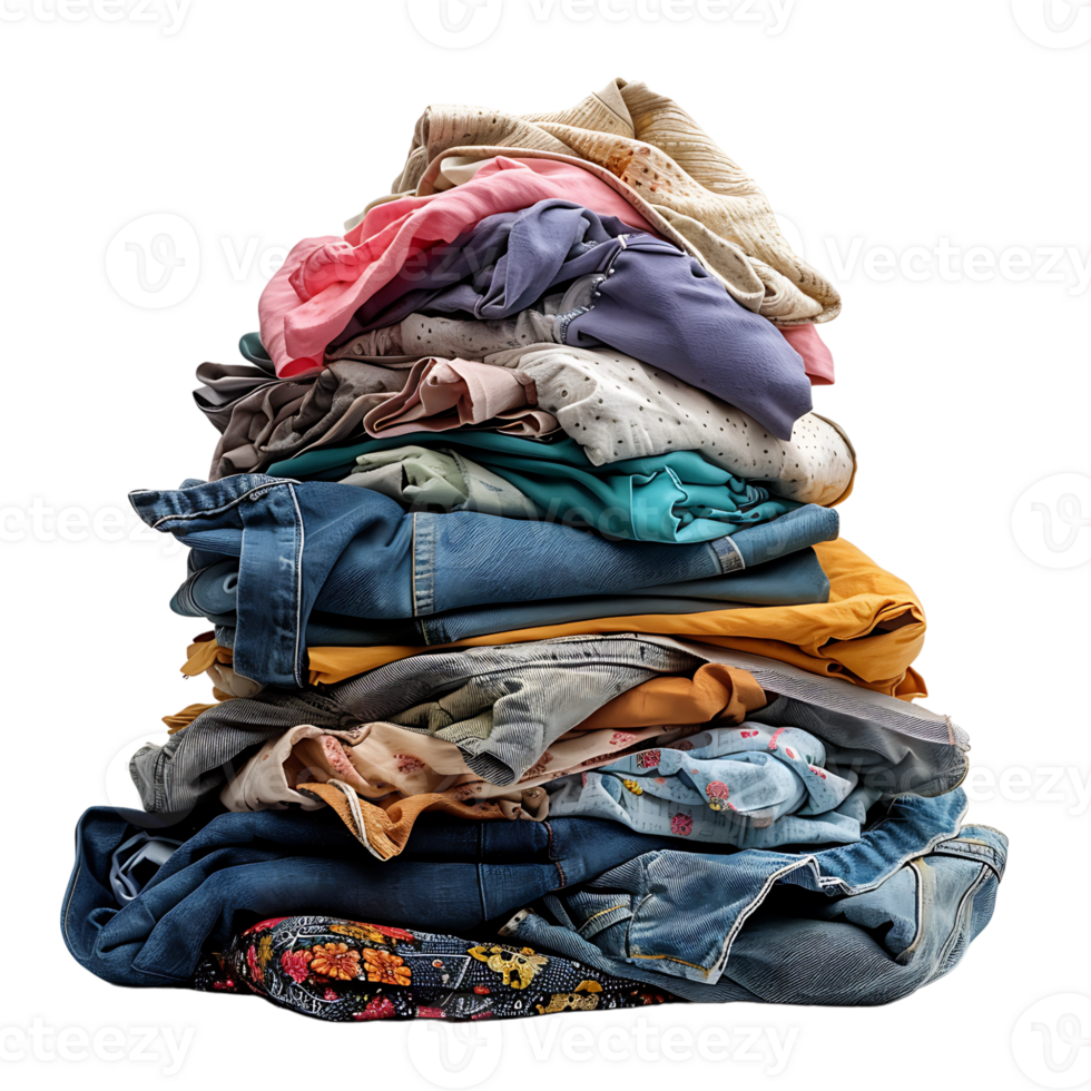 Pile of dirty clothes on isolated transparent background png