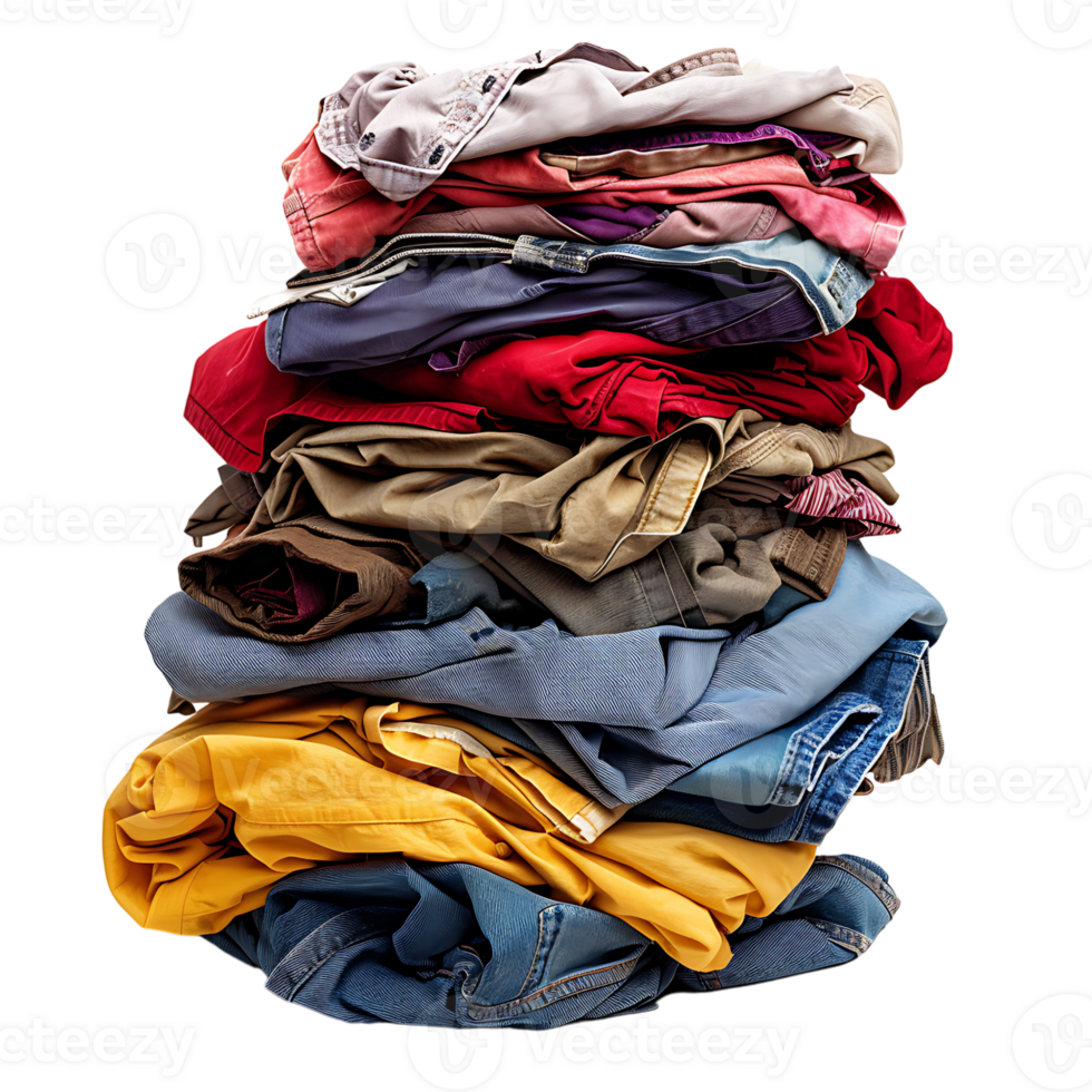 Pile of dirty clothes on isolated transparent background png