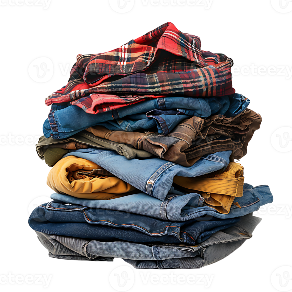 Pile of dirty clothes on isolated transparent background png