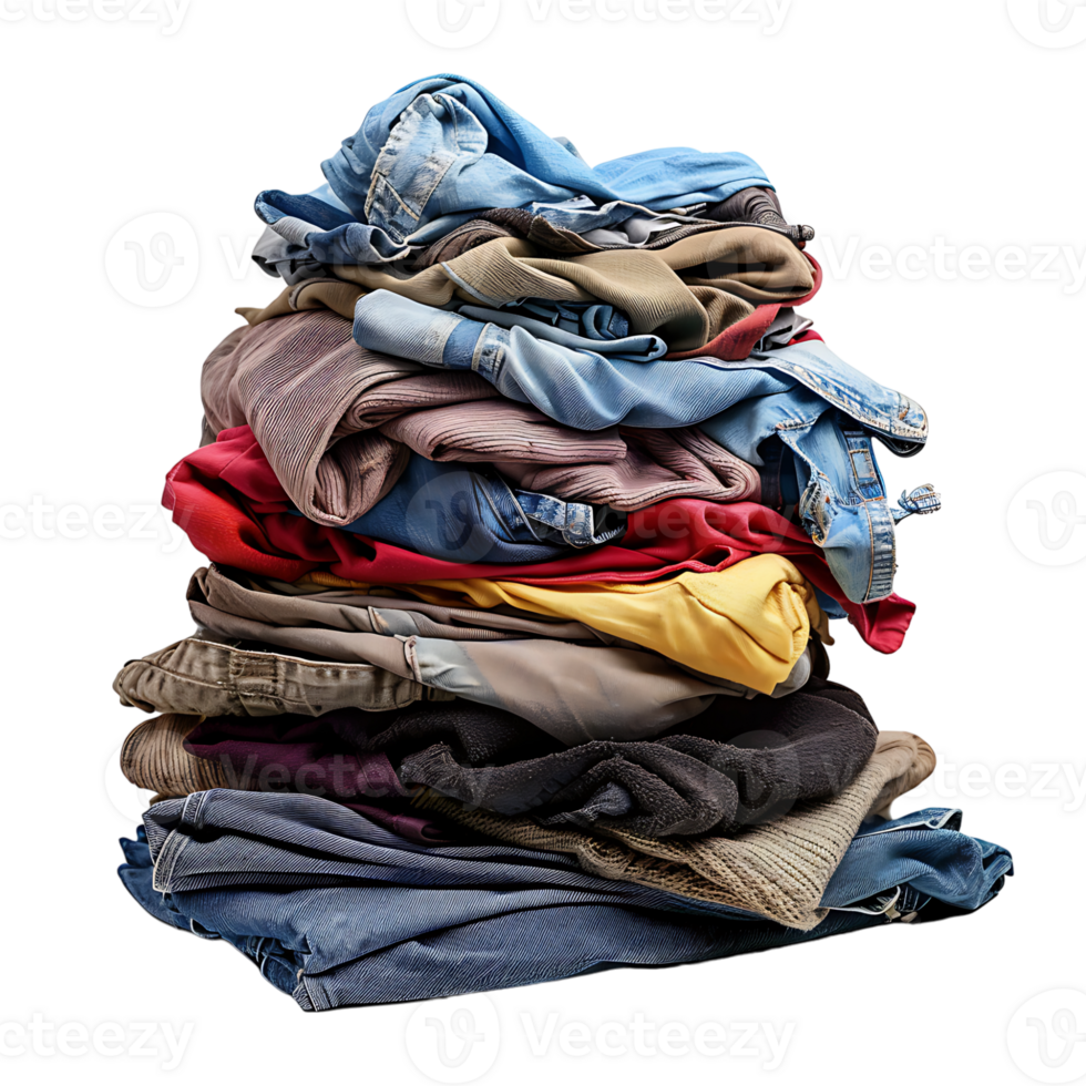 Pile of dirty clothes on isolated transparent background png