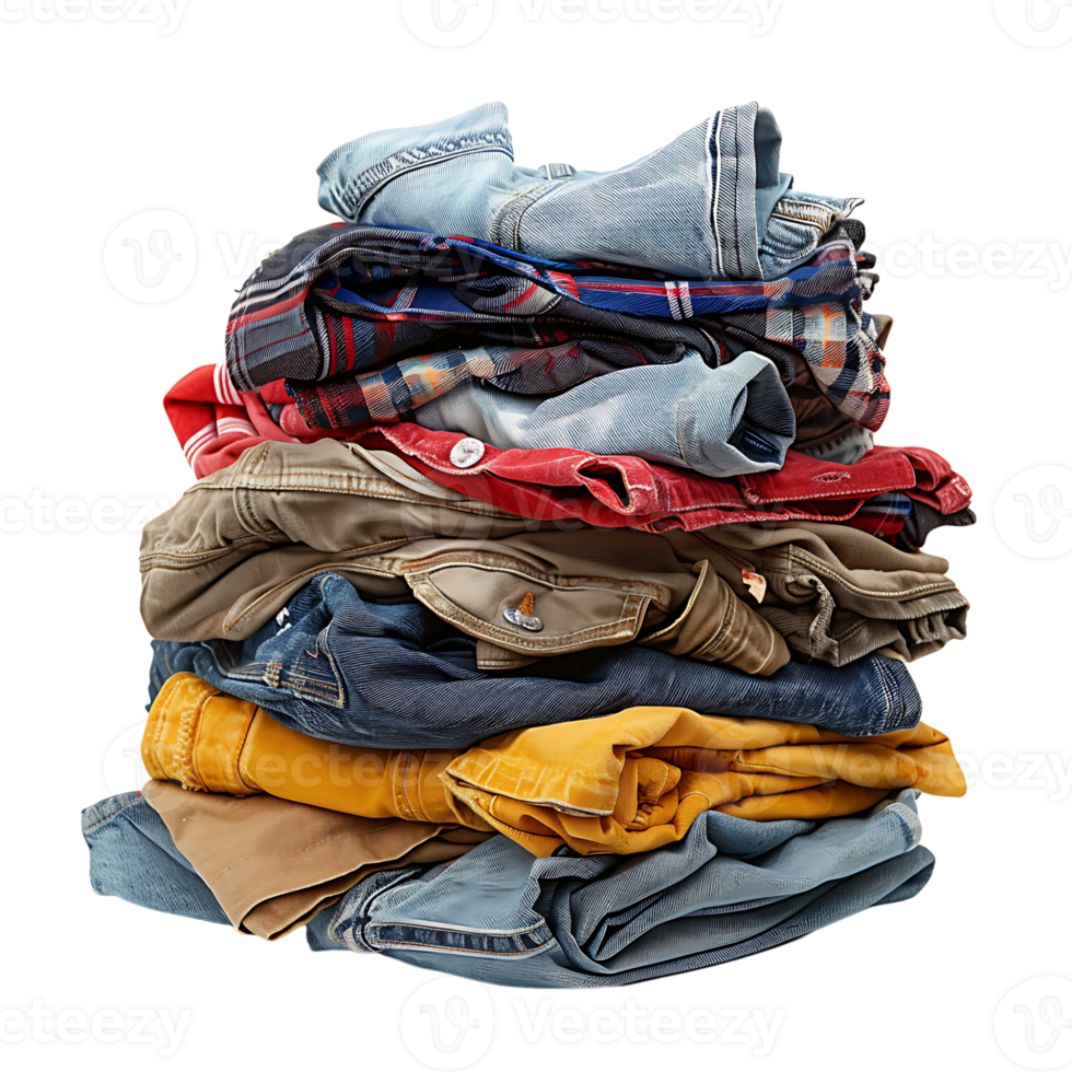 Pile of dirty clothes on isolated transparent background png