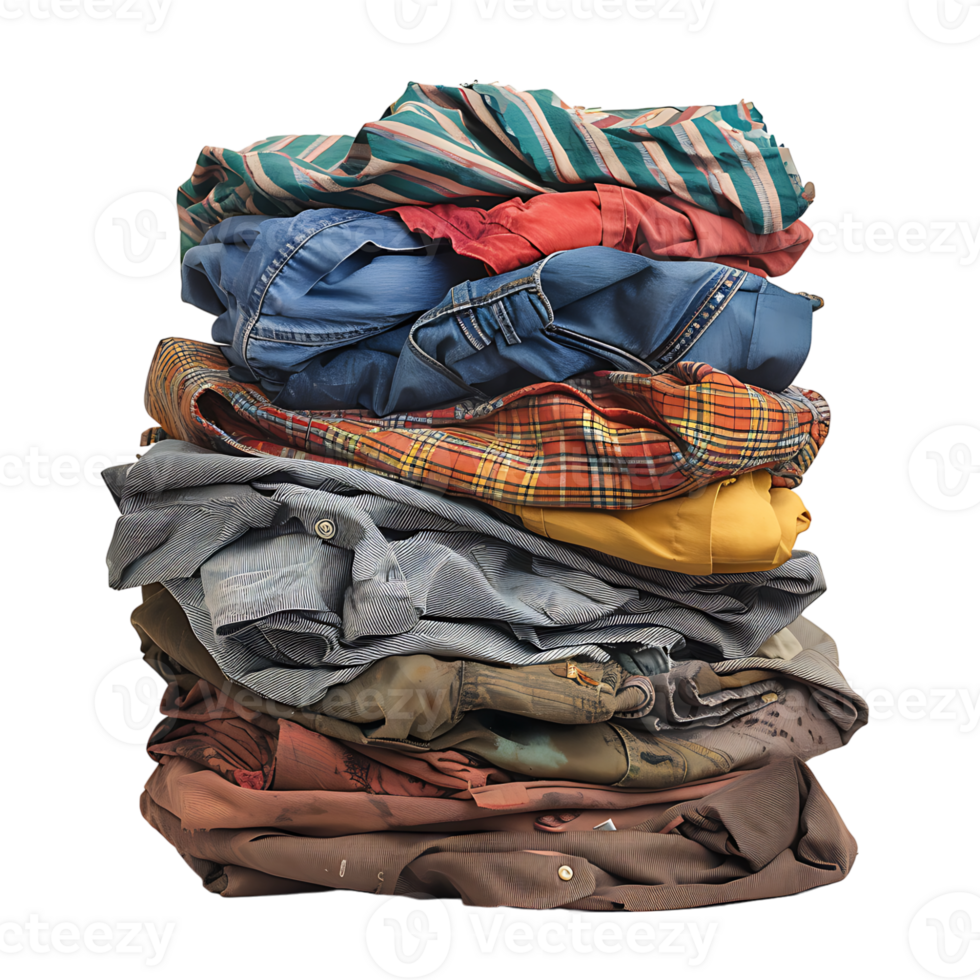 Pile of dirty clothes on isolated transparent background png
