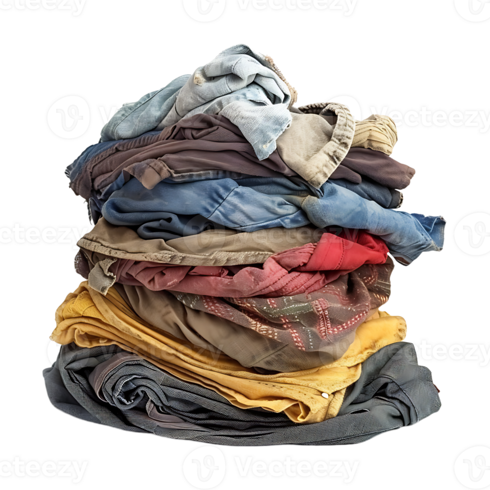 Pile of dirty clothes on isolated transparent background png