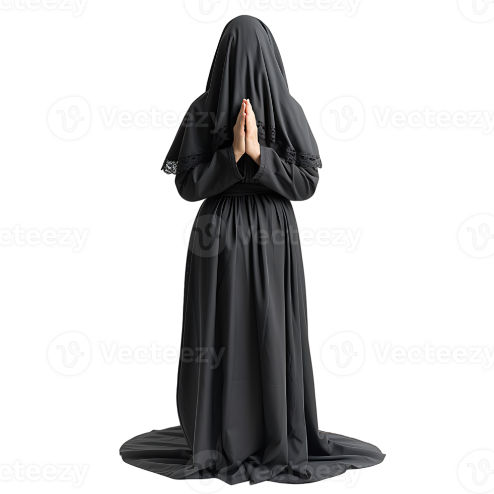 Nun praying on isolated transparent background png