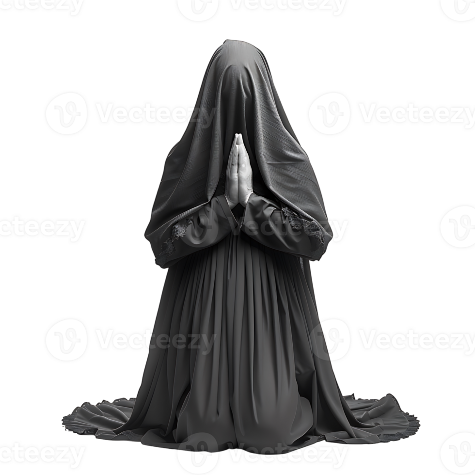 Nun praying on isolated transparent background png