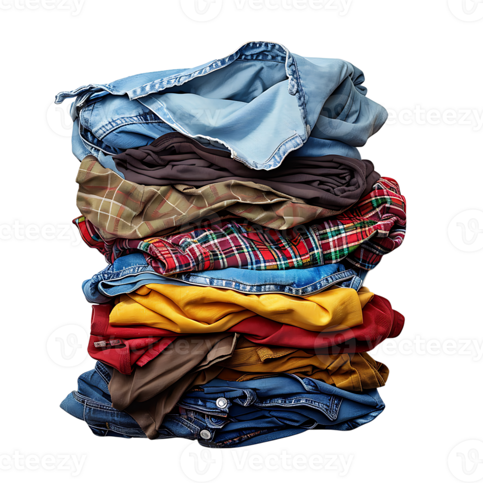 Pile of dirty clothes on isolated transparent background png