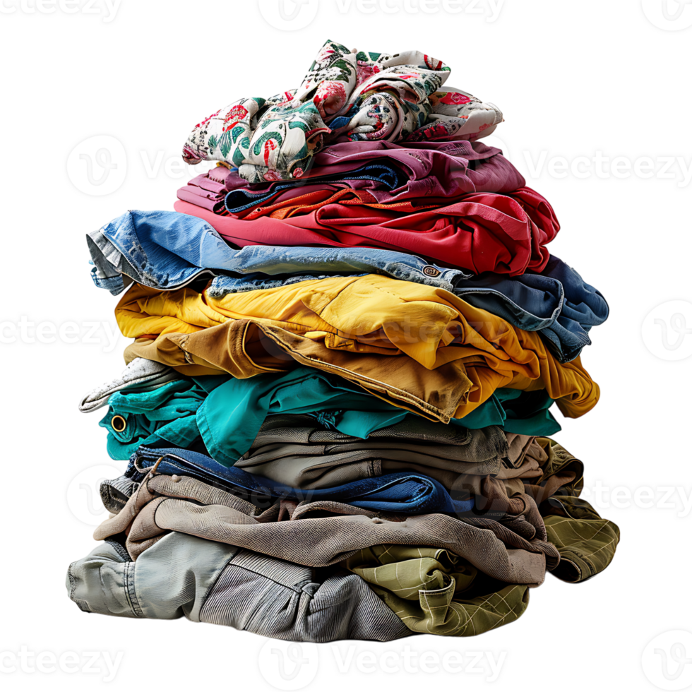 Pile of dirty clothes on isolated transparent background png