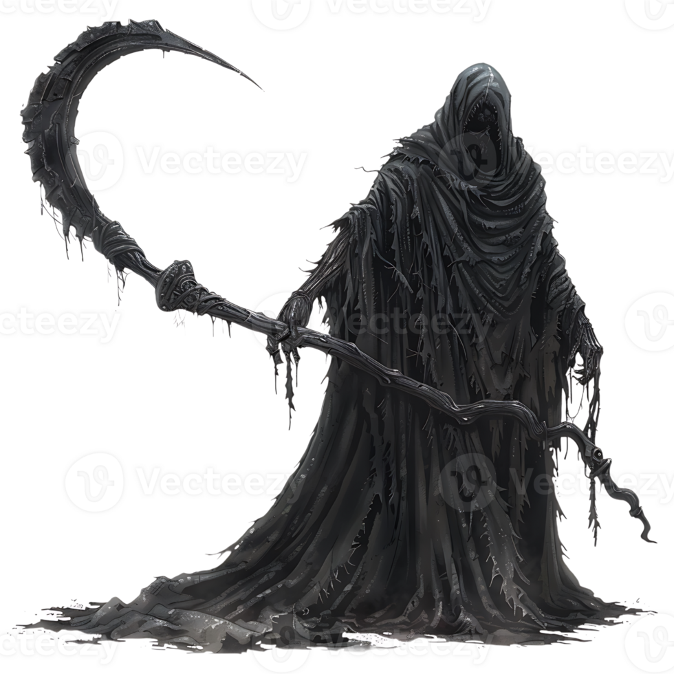 Grim reaper scythe on isolated transparent background png