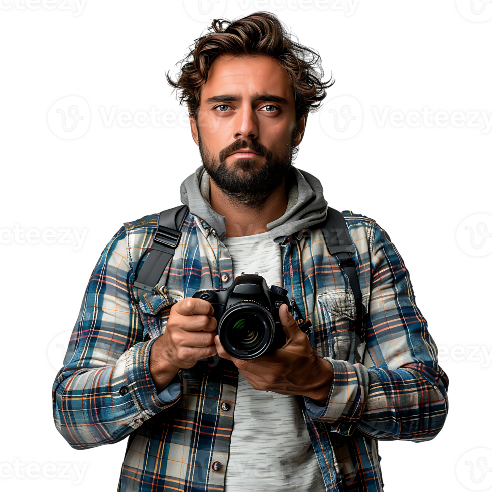 Male photographer on isolated transparent background png