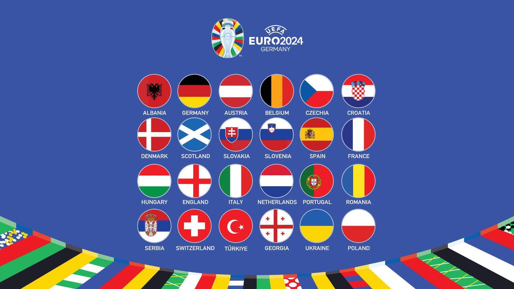 Euro 2024 Germany Flags Emblems Design Symbol Official logo European Football final illustration vector