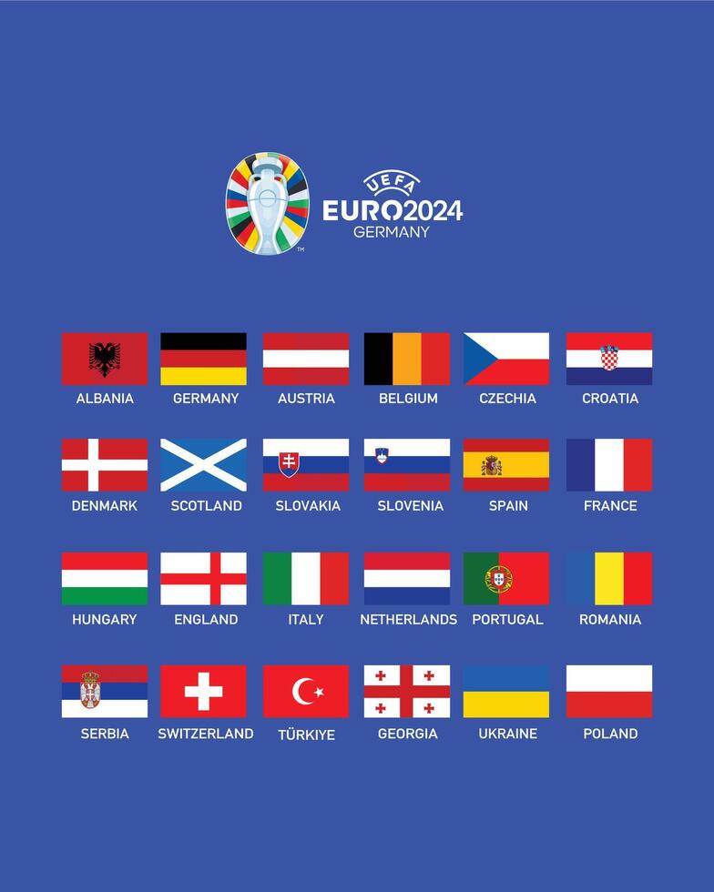 Euro 2024 Germany Flags Design With logo Official Symbol European Football final illustration vector