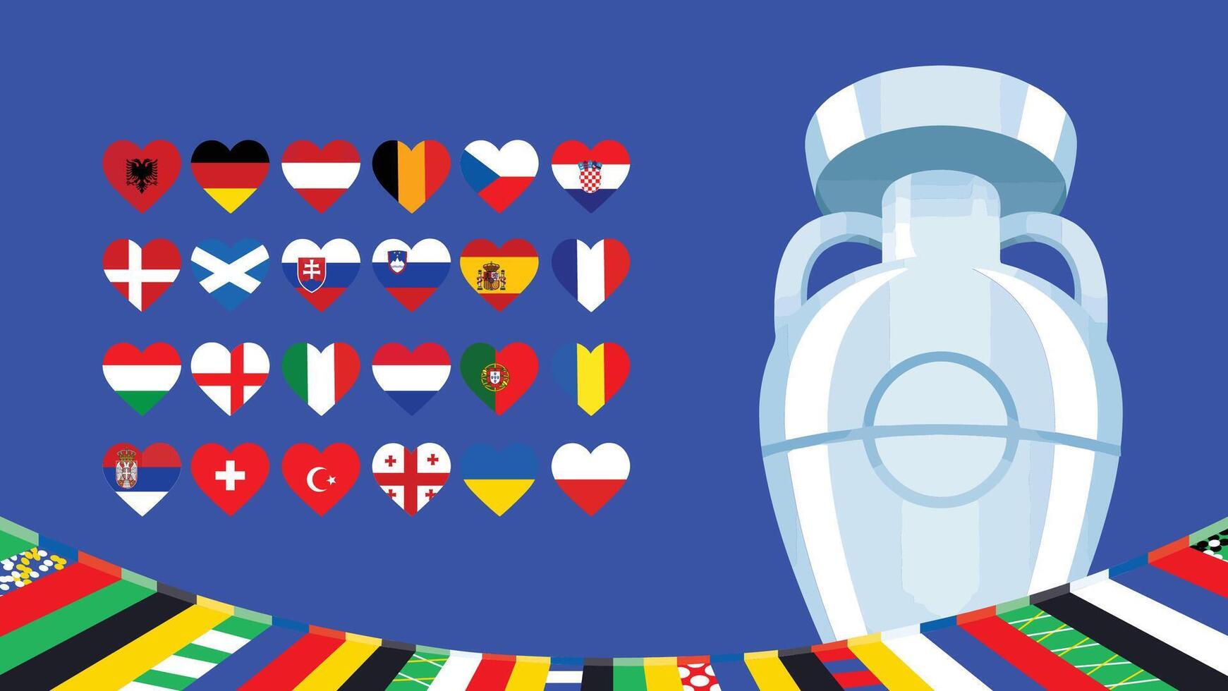 Euro 2024 Germany Emblem Heart Design With Trophy Symbol Official logo European Football final illustration vector