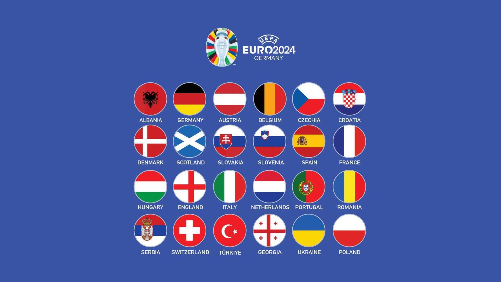 Euro 2024 Germany Flags Emblem Design With Symbol Official logo European Football final illustration vector