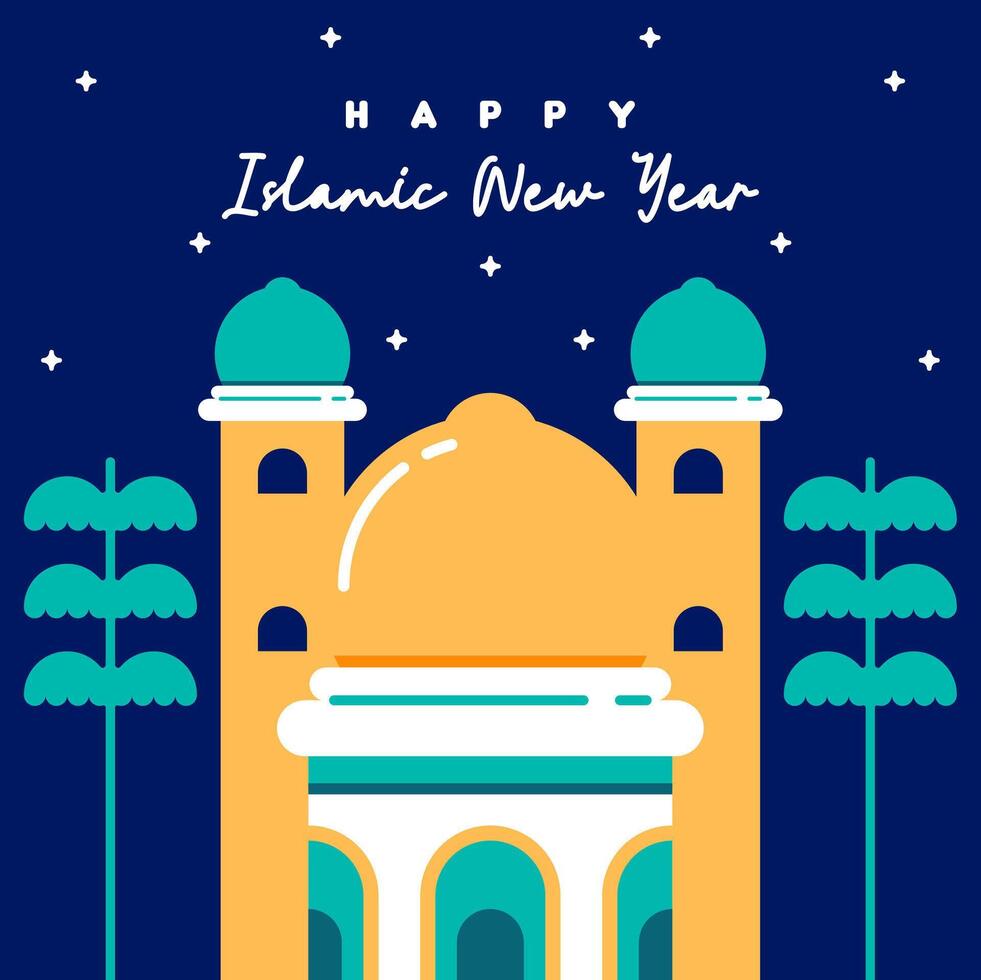 Flat islamic new year background vector