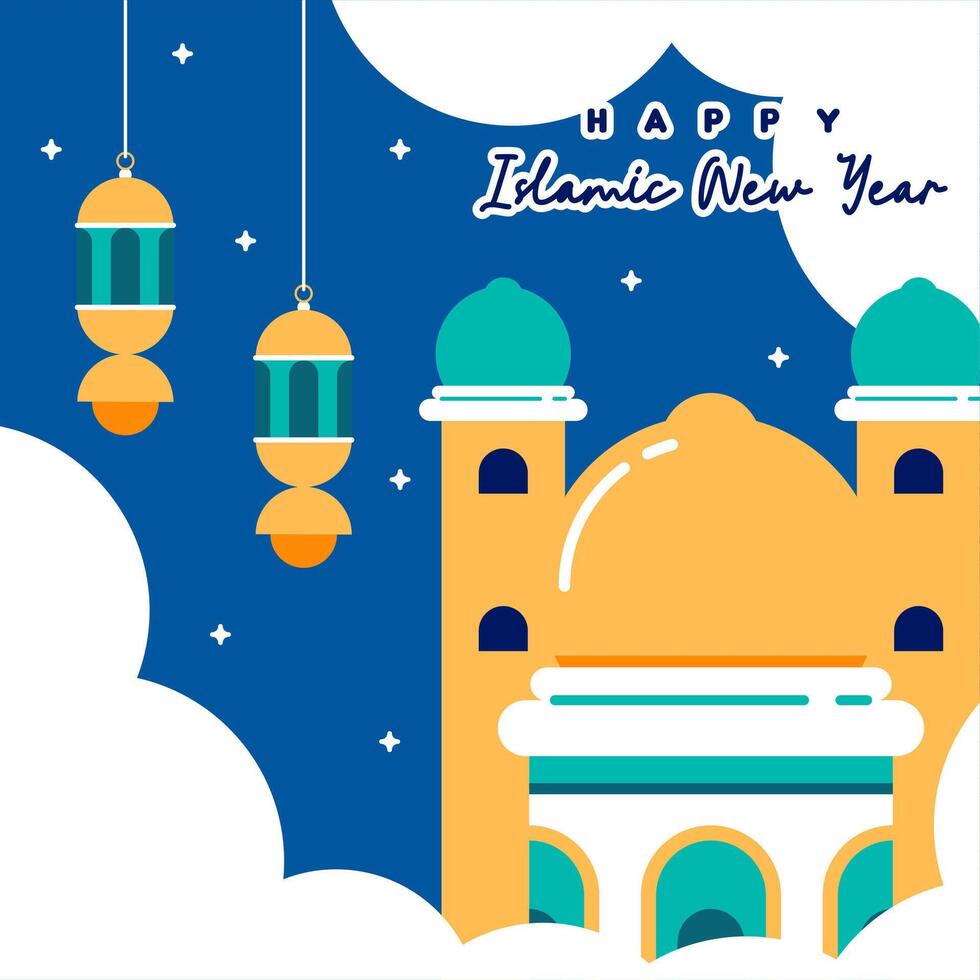 Flat islamic new year background vector