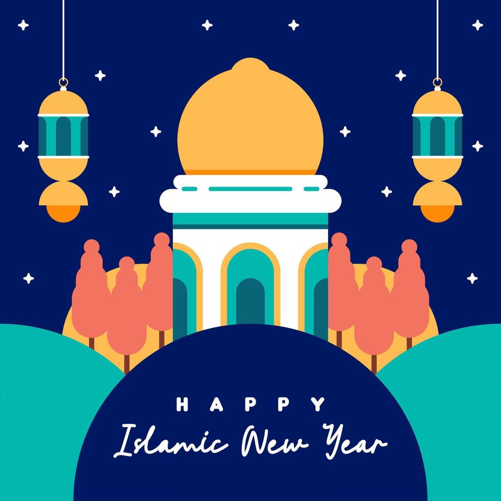 Flat islamic new year background vector