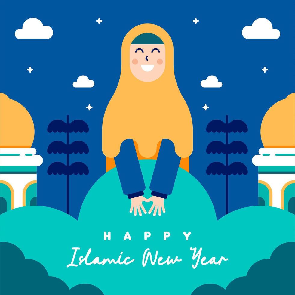 Flat islamic new year background vector