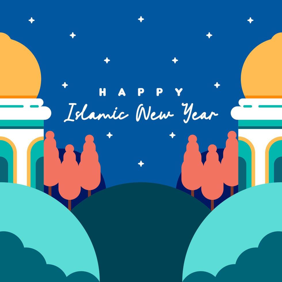 Flat islamic new year background vector
