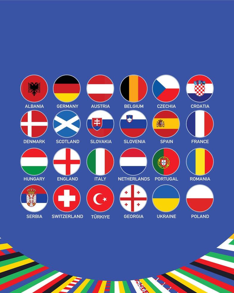 European Football 2024 Emblem Abstract Design Teams Nations Symbol European Football Countries illustration vector