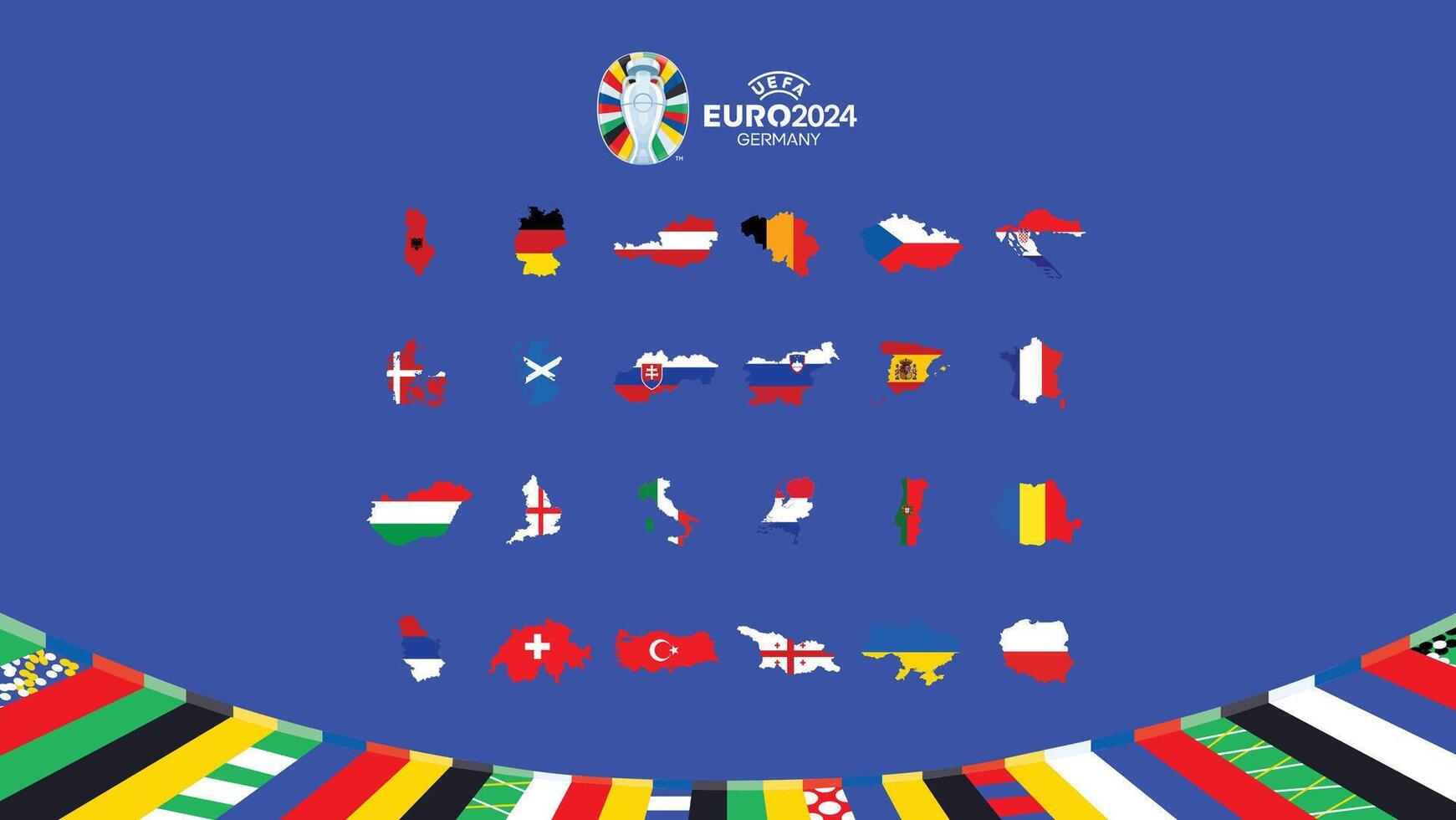 euro 2024 Alemania emblema mapa diseño con oficial símbolo logo europeo fútbol americano final ilustración vector