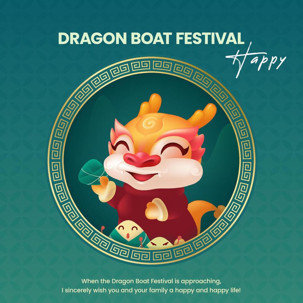 Dragon Boat Festival greetings design template vector